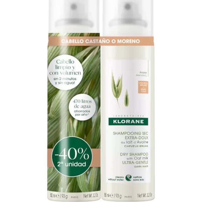 Klorane Champú Seco Leche de Avena Cabello Castaño 2x150 ml