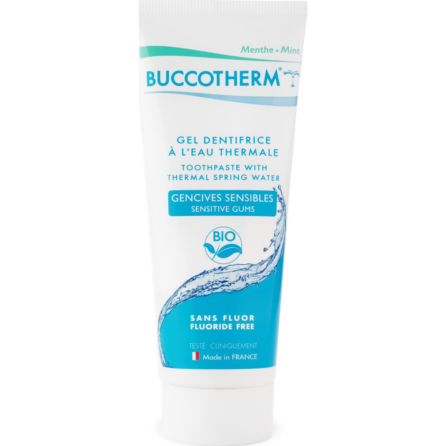 Buccotherm Pasta dentífrica Gel Pasta dentífrica orgánica Gomas sensibles - Tubo de agua termal 75 Ml