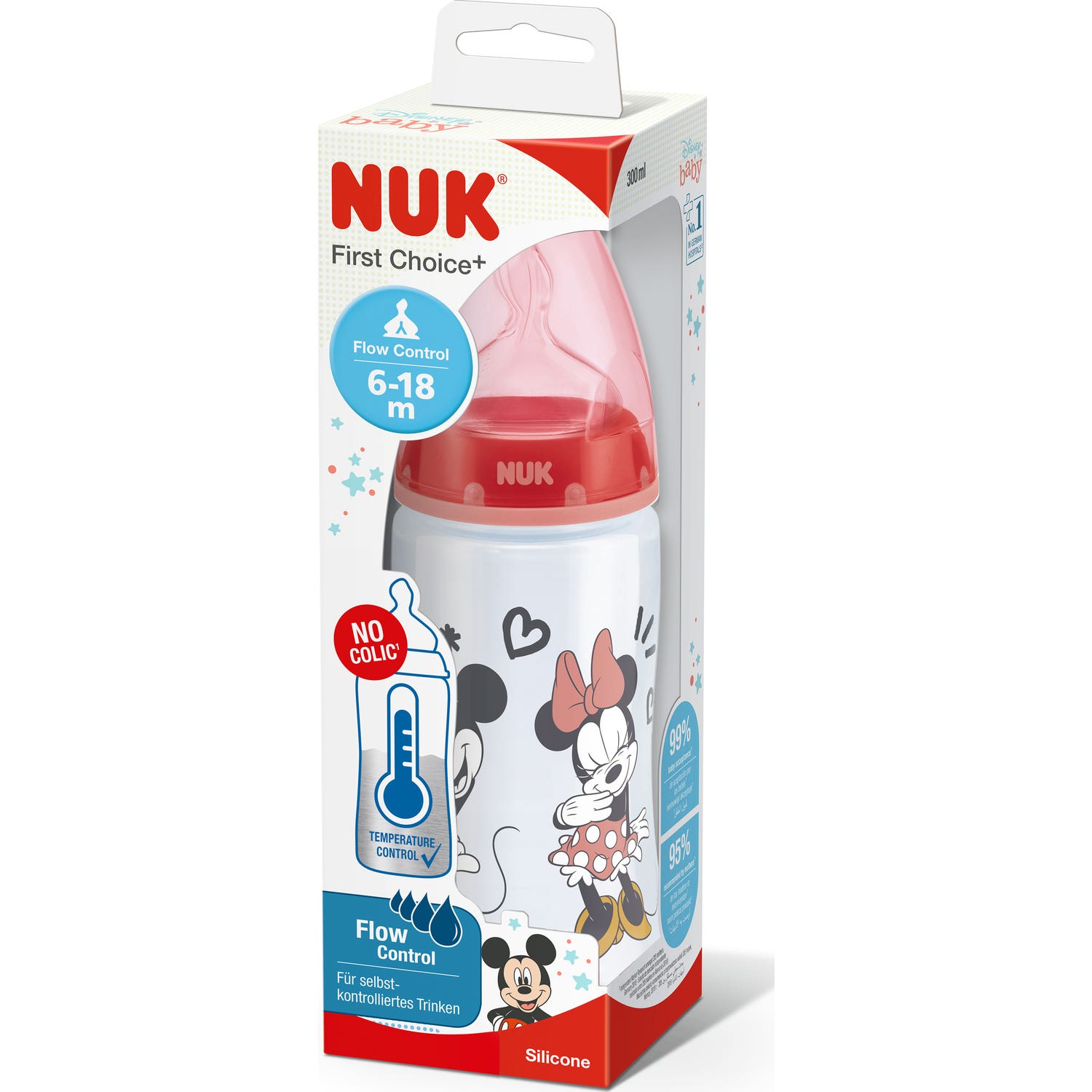 Nuk Biberon Silicona Flow Control Mickey 6-18M Infantil 300ml