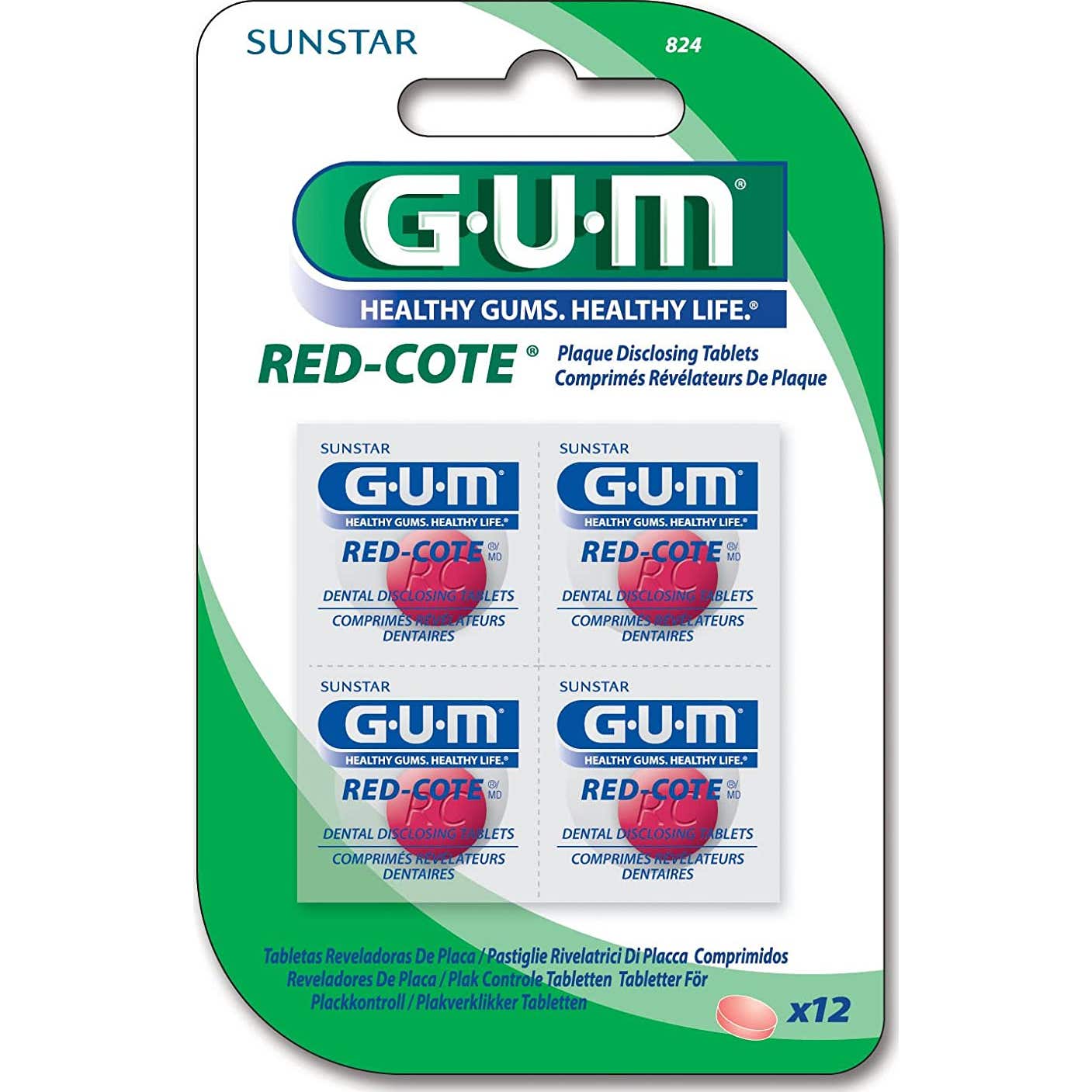 GUM Red-Cote Tabletas reveladoras de placa 12comp