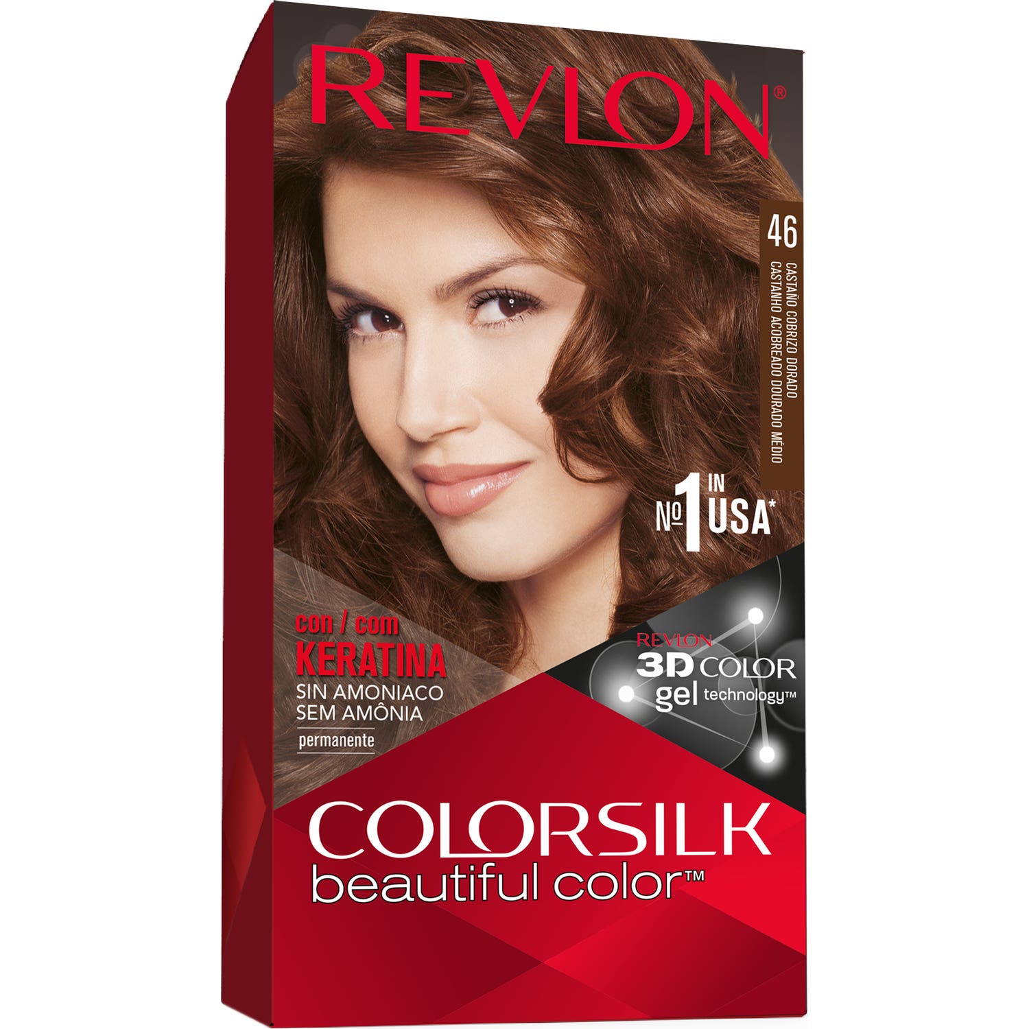 Revlon Kit Tinte Colorsilk 46 Castaño Cobrizo Dorado