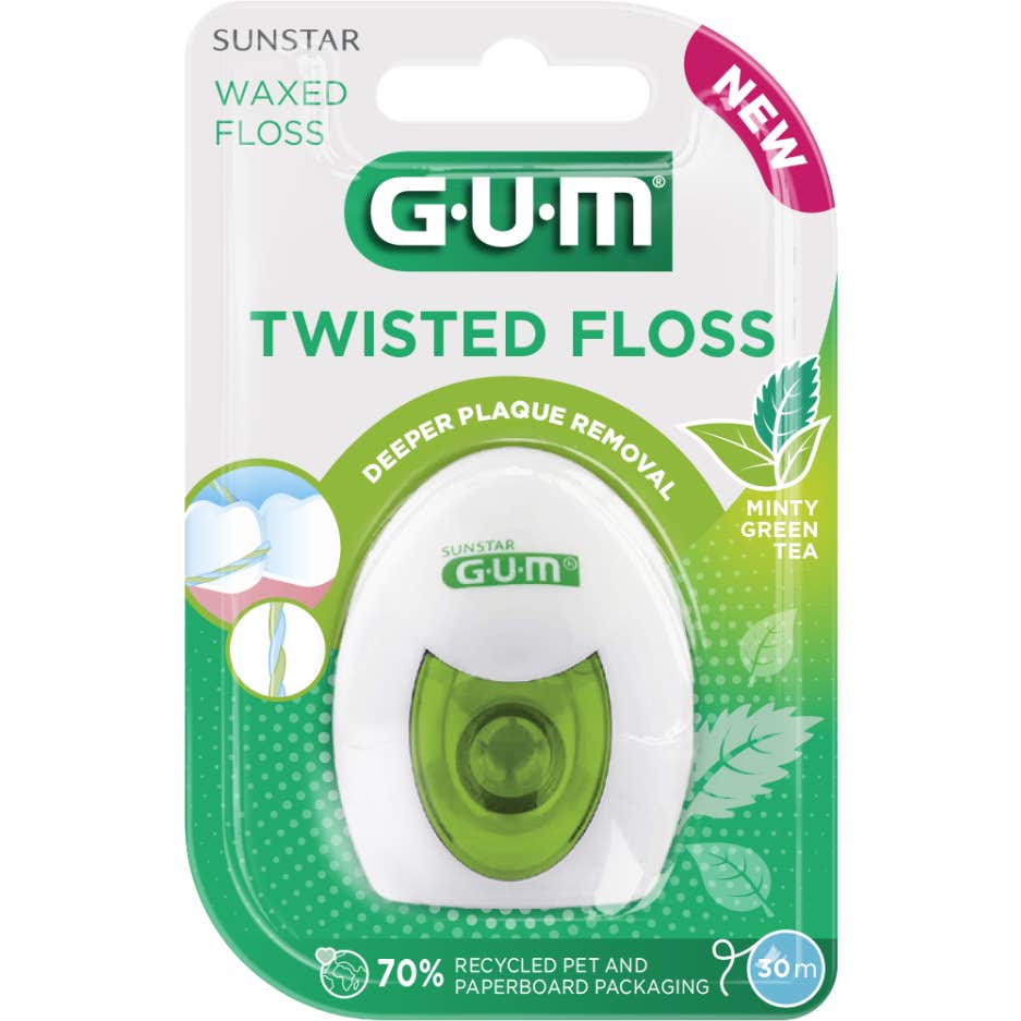 Gum Twisted Floss Minty Green Tea 30m 1ud
