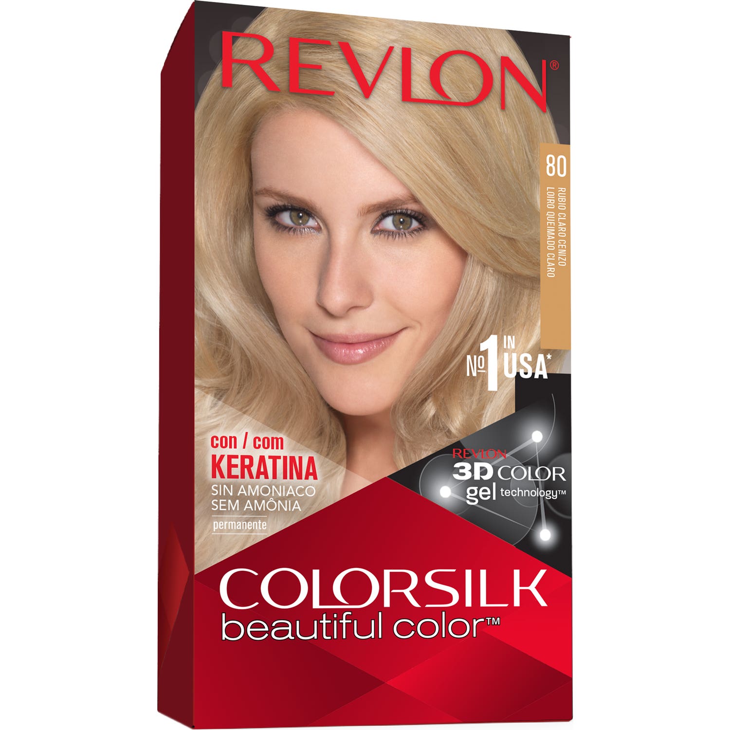 Revlon Kit Tinte Colorsilk 80 Rubio Medio Cenizo