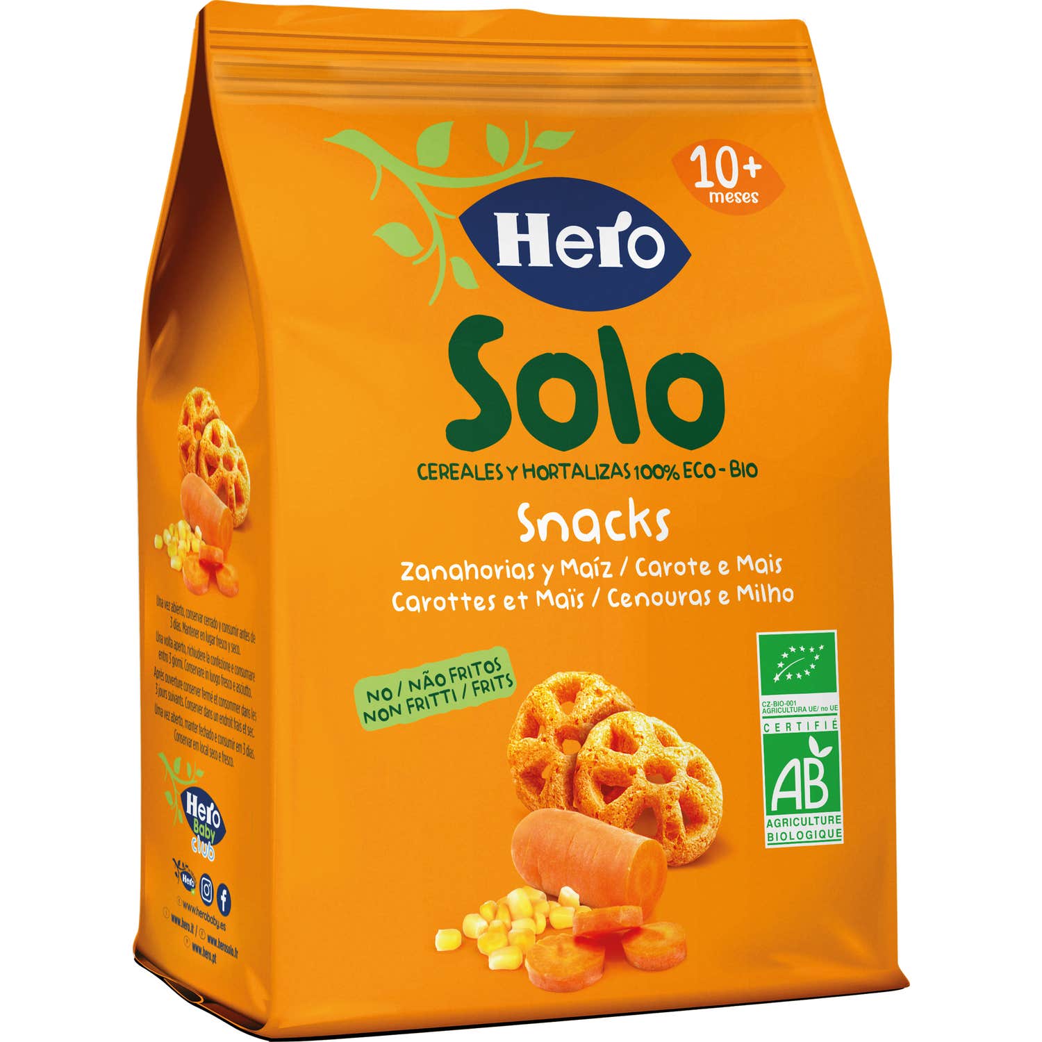 Hero Solo Snacks Zanahoria y Maiz 10+ Meses 40g