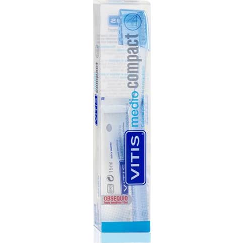 Vitis Medio Compact Cepillo Dental + Pasta Blanqueadora 15 ml