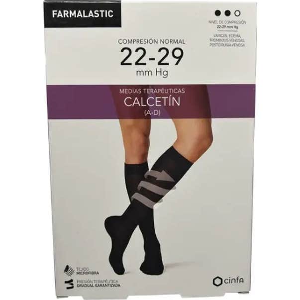 Farmalastic Calcetín Elástico Compresión Normal T-G Negro 1 Par