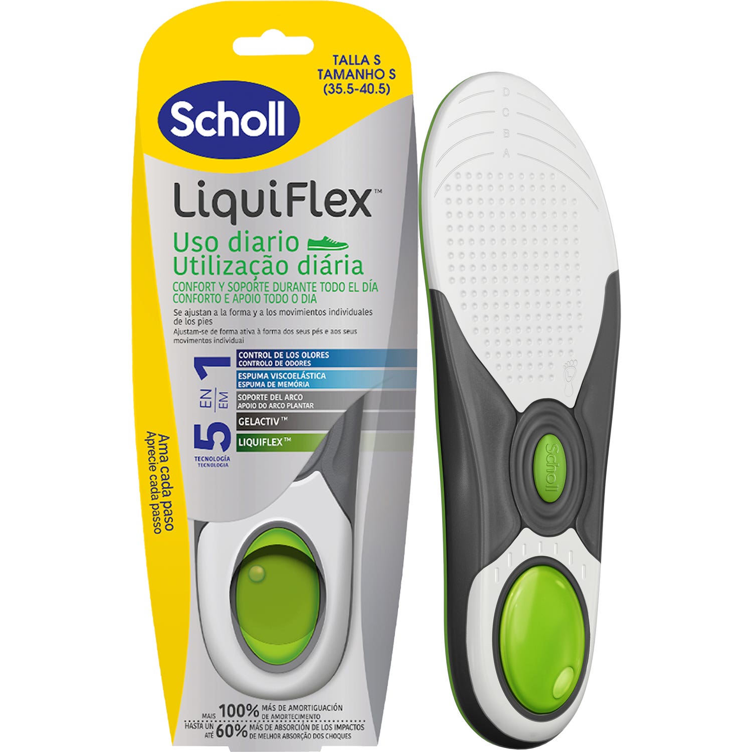 Scholl LiquiFlex Plantillas Uso Diario Talla S 1 Par