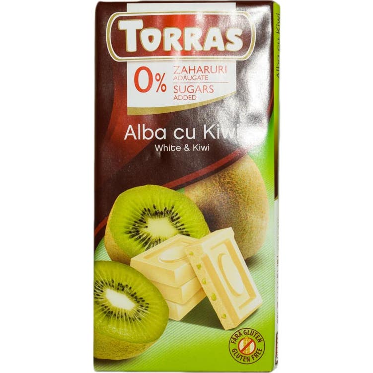 Torras Chocolate Blanco Kiwi sin Gluten sin Azúcar 75g