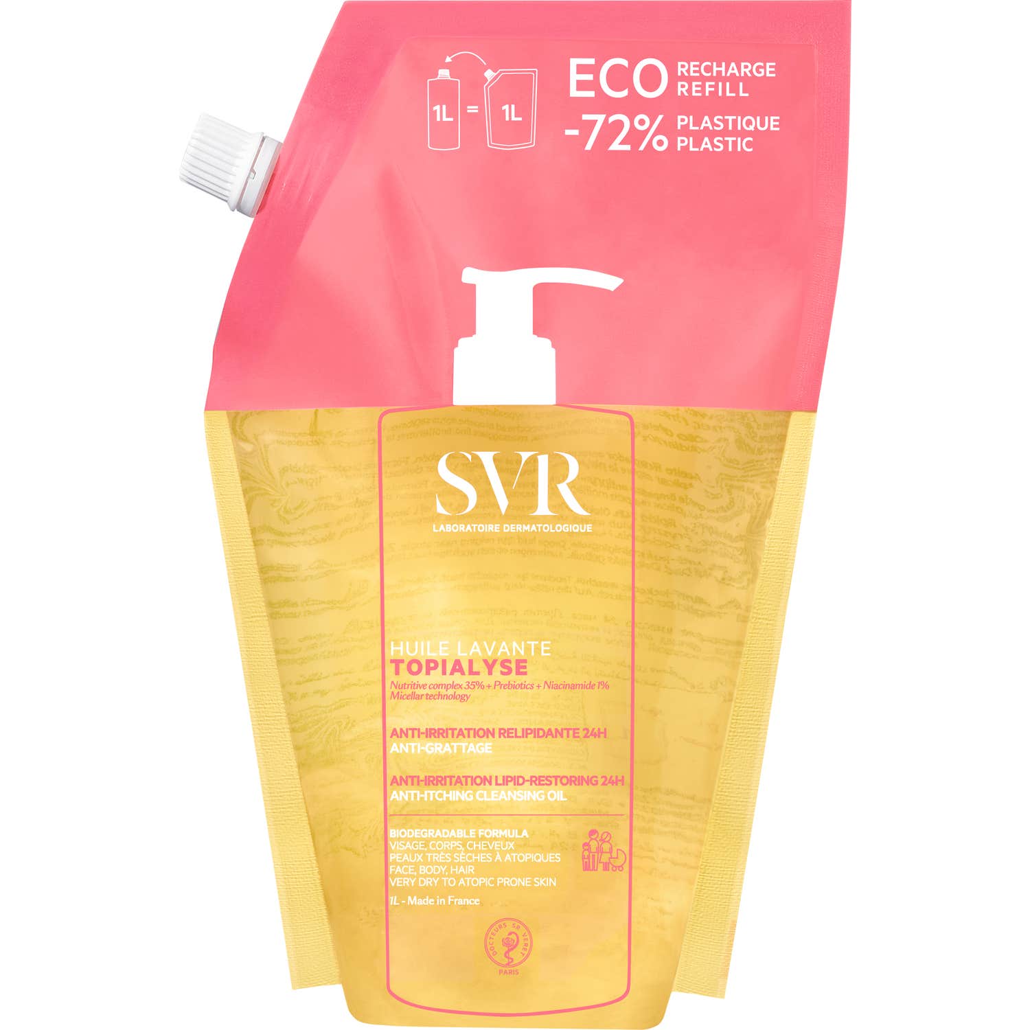 SVR Topialyse Huile Lavante Aceite Limpiador Relipidizante 24H Recarga 1L