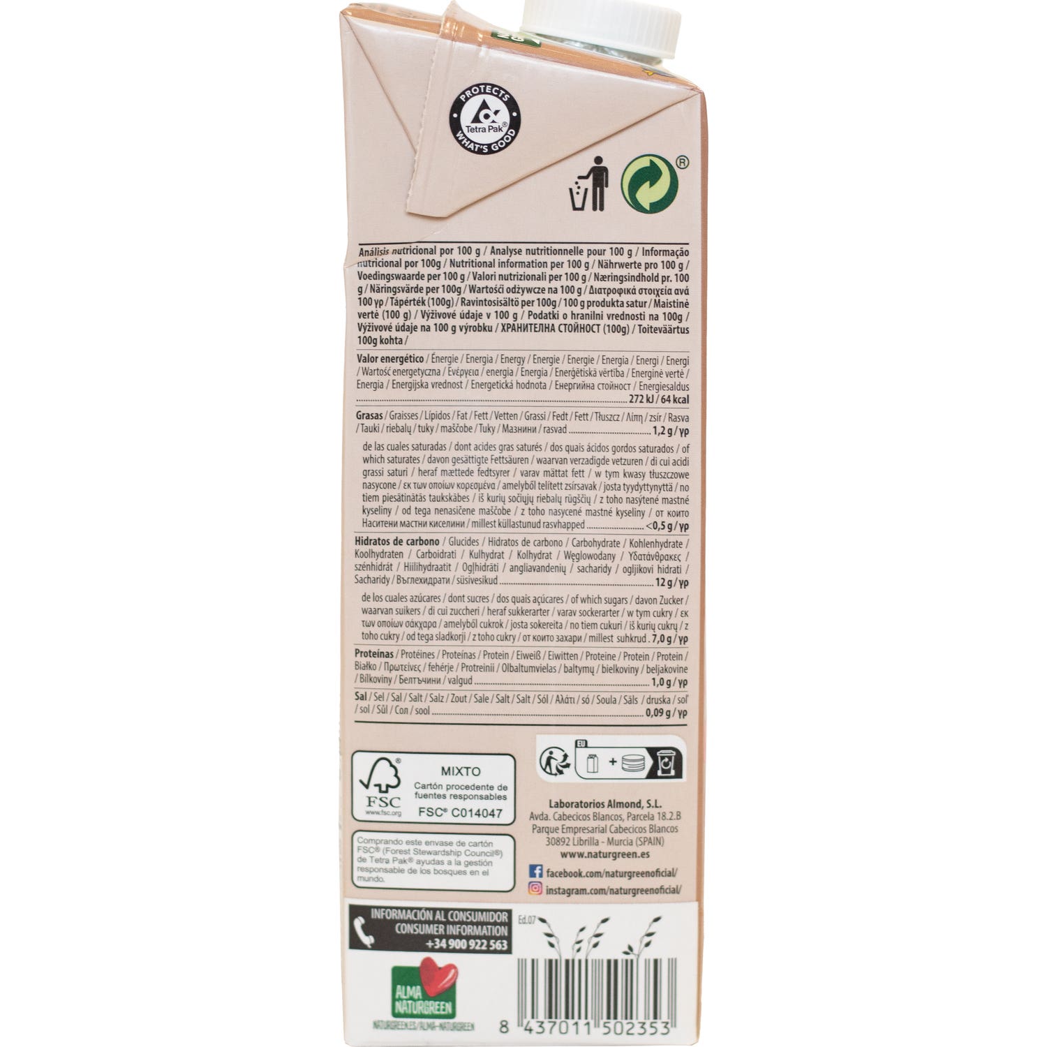 Naturgreen Bebida Ecológica De Avena Y Cacao 1l Naturgreen Bebida Ecológica De Avena Y Cacao 1l