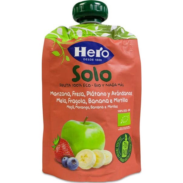 Hero Baby Solo Manzana Plátano Fresa Arándanos Bio 100g