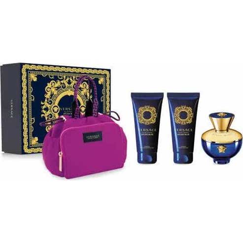 Versace Dylan Blue Pour Femme Set With Pink Bag 4 uds