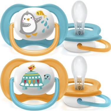 Avent Pack Chupetes Ultra Air Collection Pingüino y Tortuga 6-18 M 2 uds