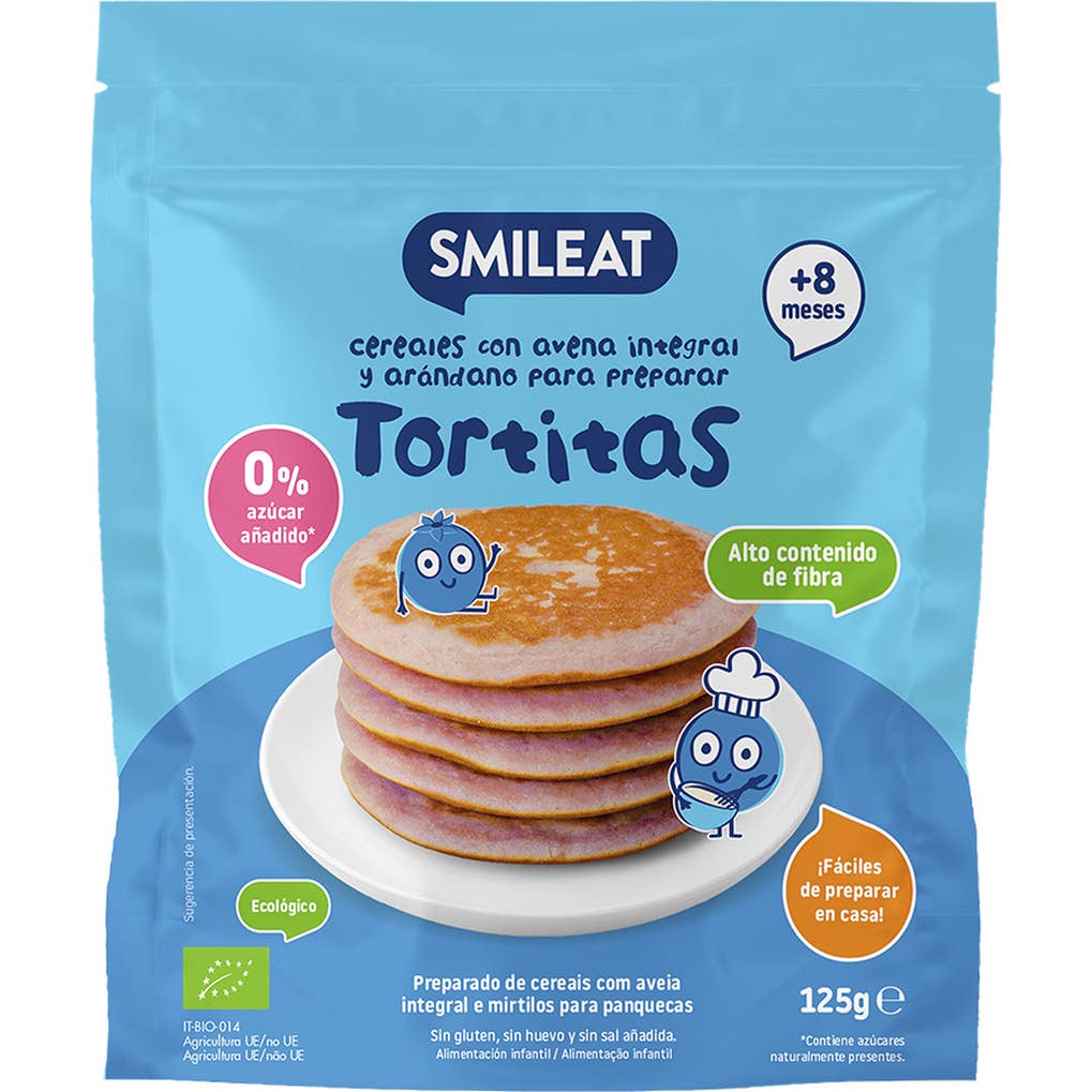Smileat Mix Ecológico de Tortitas Avena Integral y Arándanos 125g