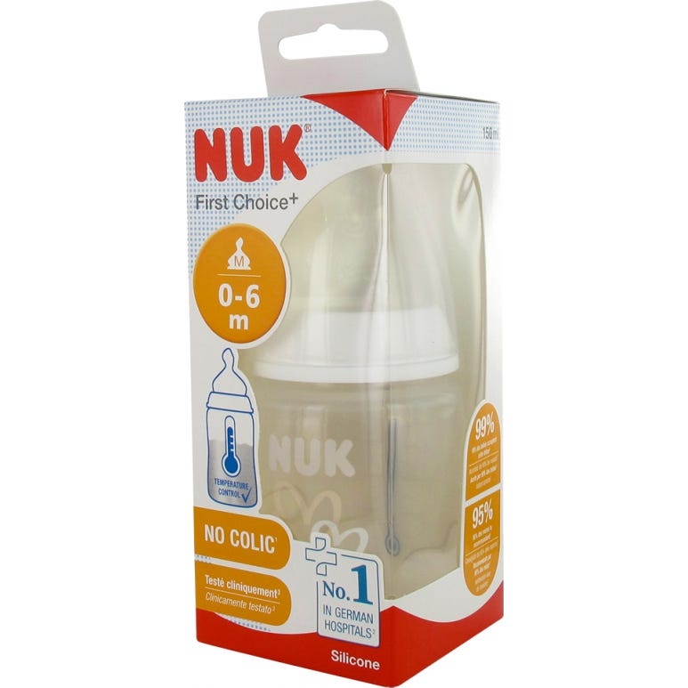 NUK First Choice+ Bibéron Temperature Control Tetina Silicona 0-6 m 150 ml