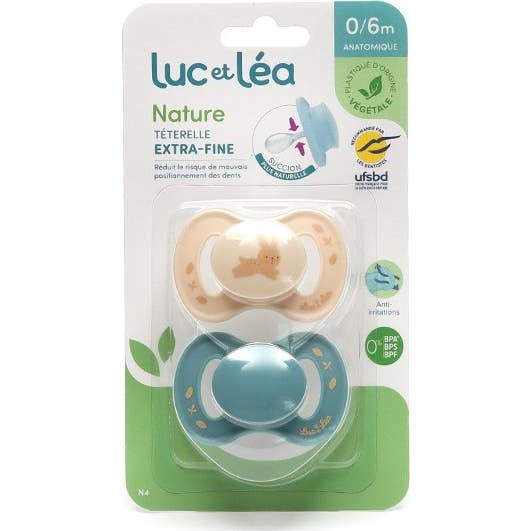 Luc et Léa Set Nature Chupete Tetina Extra Fina 0-6 m 2 uds