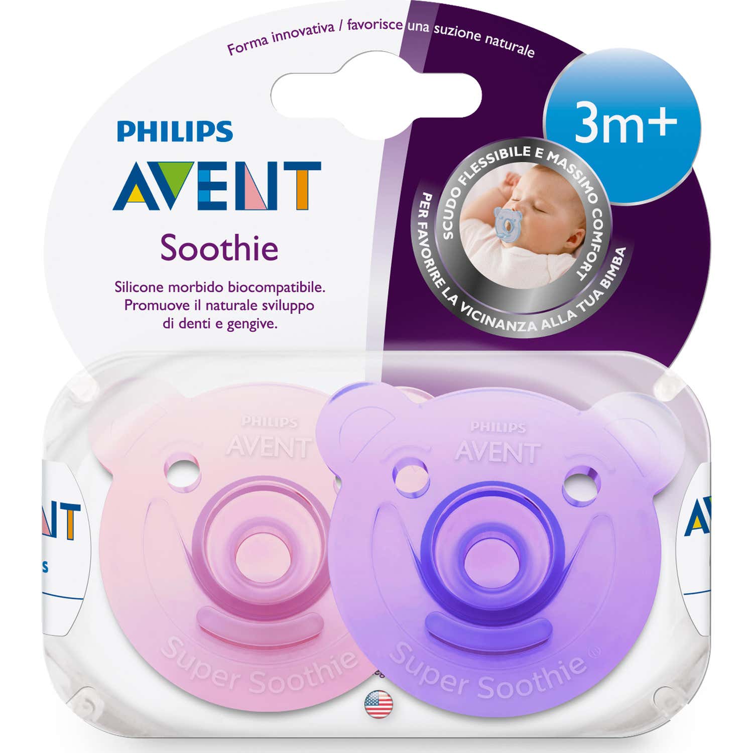 Avent Pack Chupetes Soothies Rosa y Lila +3m 2uds