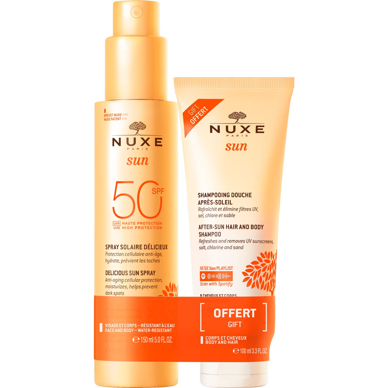 Nuxe Sun Spray Solar Delicioso SPF50 150ml + Champú-Gel de Ducha After Sun 100ml