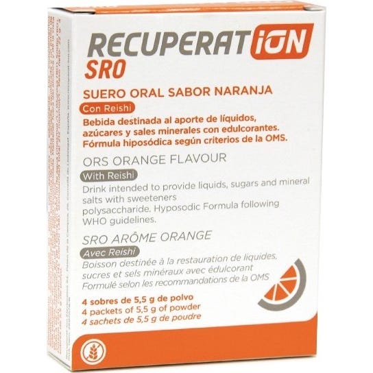 Recuperat-ion S.R.O. suero oral sabor naranja 4 sobres