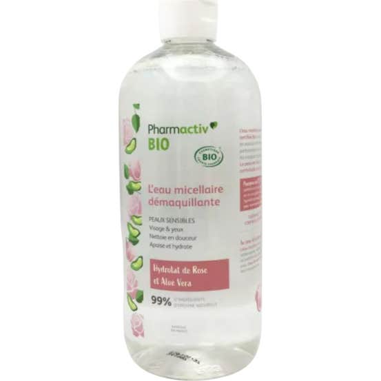 Pharmactiv Bio Agua Micelar Desmaquillante Hidrolato de Rosa y Aloe Vera 500 ml