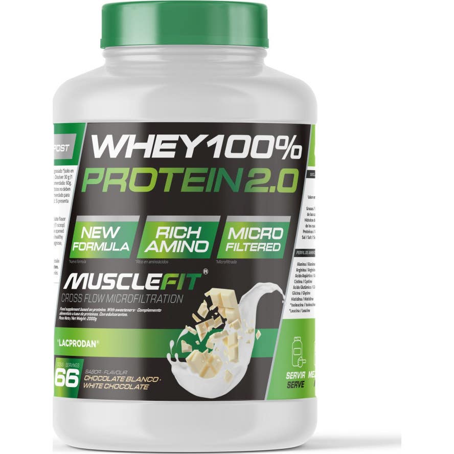 MuscleFit WHEY 100% Protein Creación de Músculo Sabor Chocolate Blanco 2kg