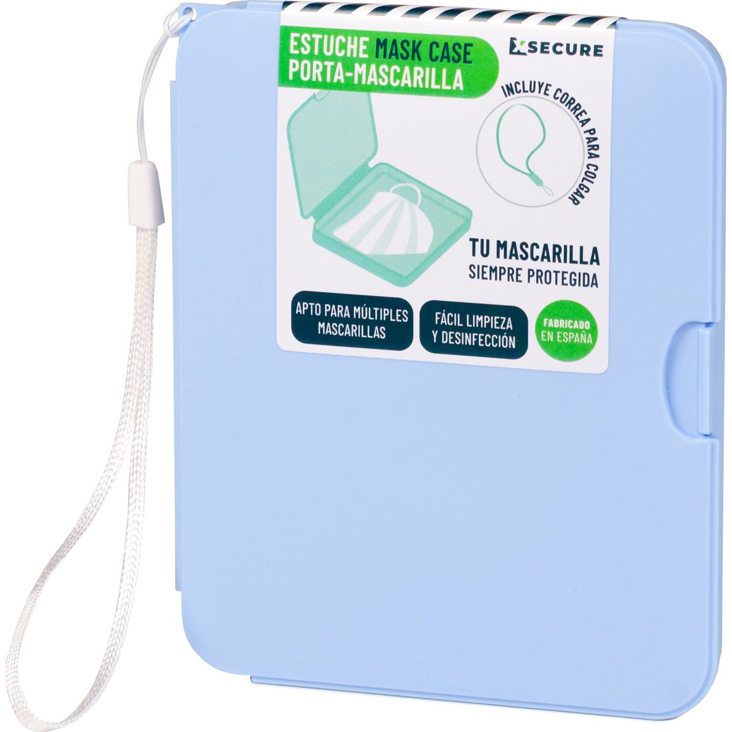 Xsecure estuche porta Mascarillas con Colgador Azul 1ud