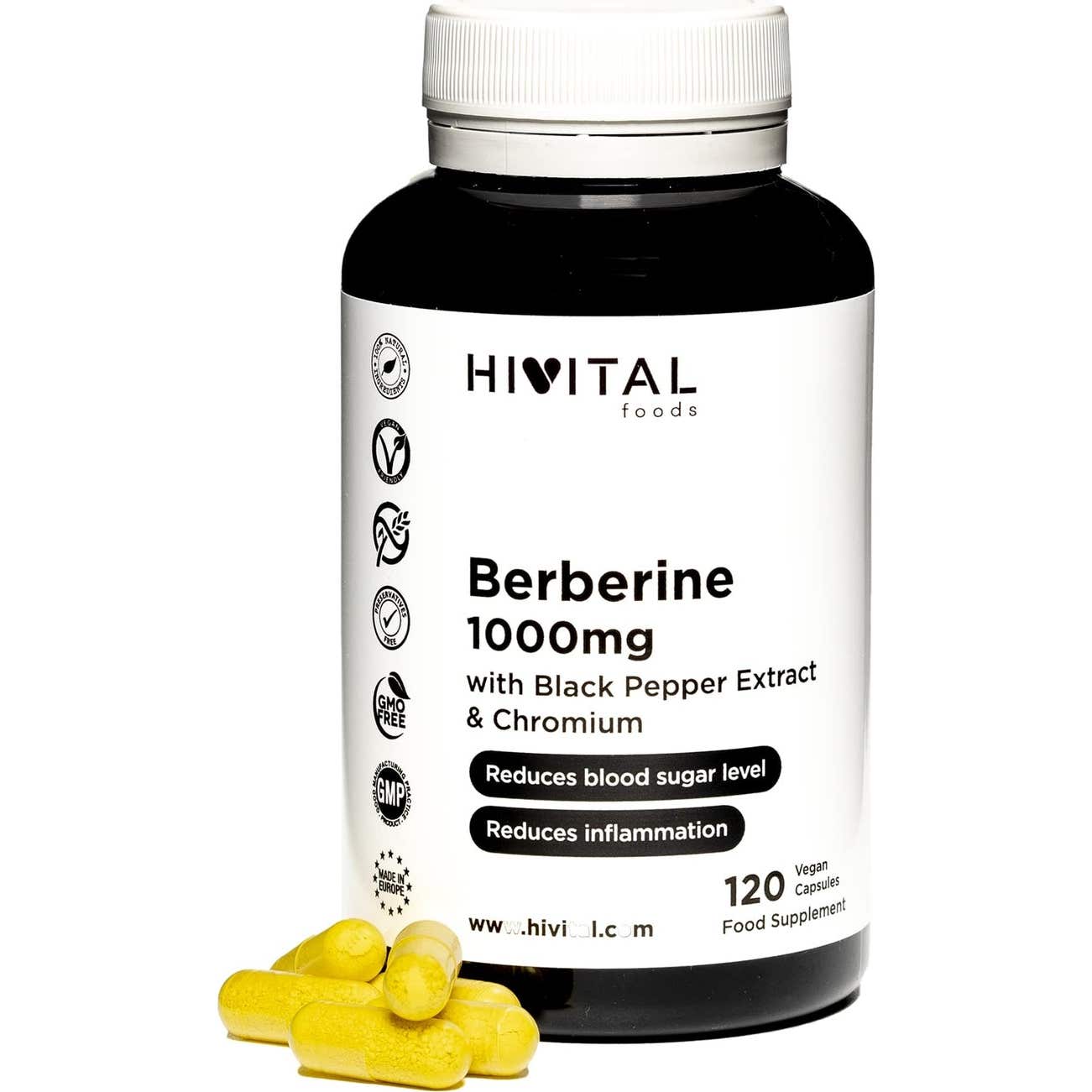 Hivital Foods Berberina 1000mg 120cáps veganas