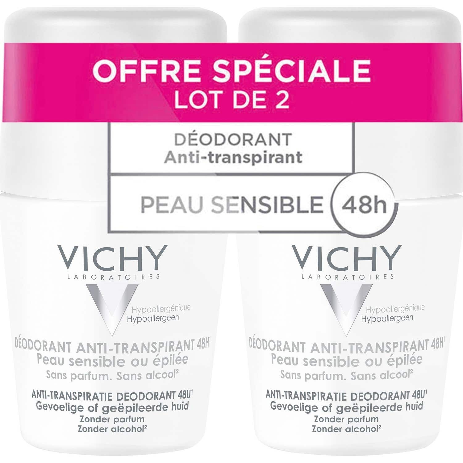 Vichy Desodorante Antitranspirante 48h Piel Sensible Roll-on 2x50ml
