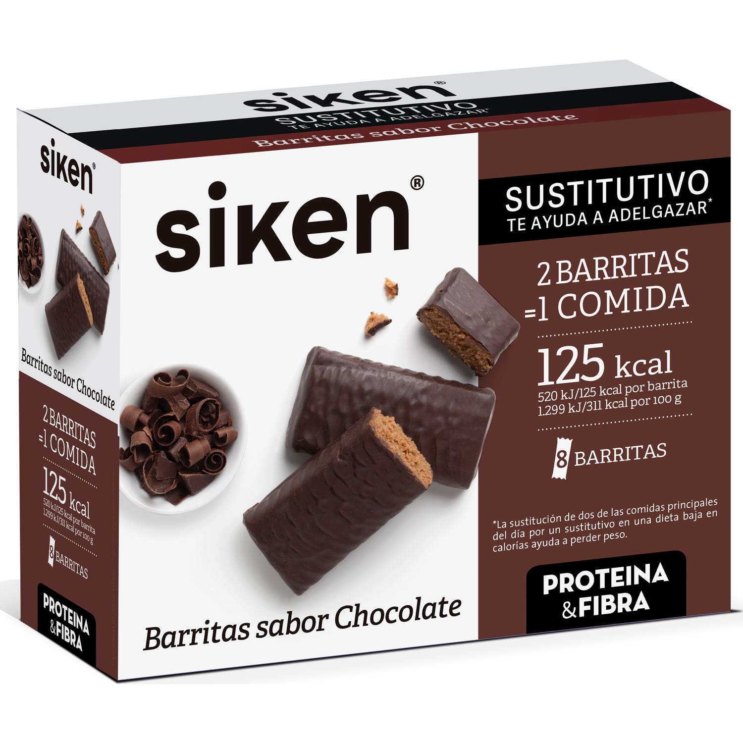 SIKEN SUSTITUTIVO BARRITAS CHOCOLATE 8 Uds