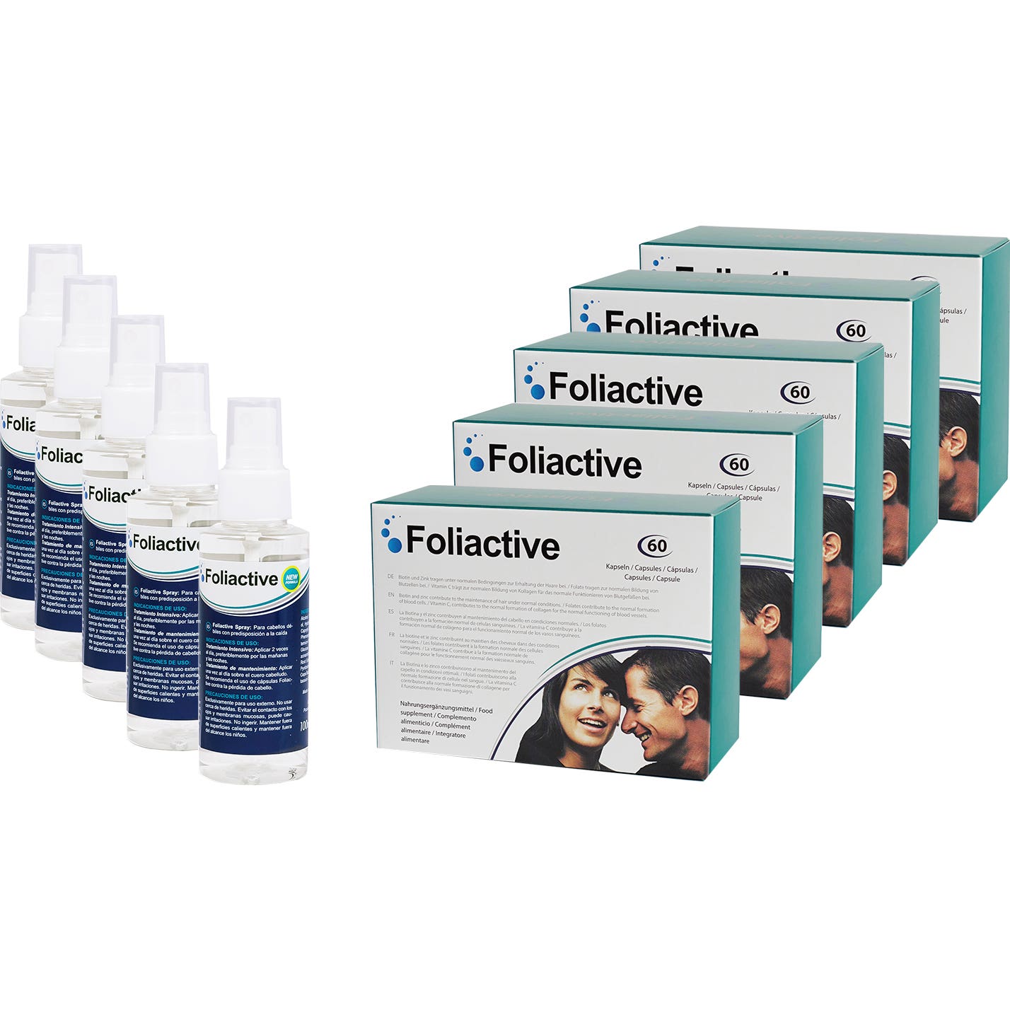 Foliactive Pills 5x60caps + Foliactive Spray Anticaída 5x100ml