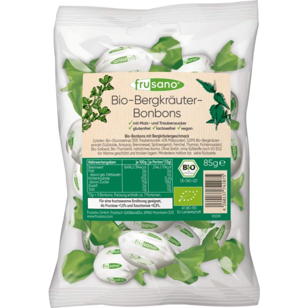 Frusano Caramelos Herbales Bio 85 g