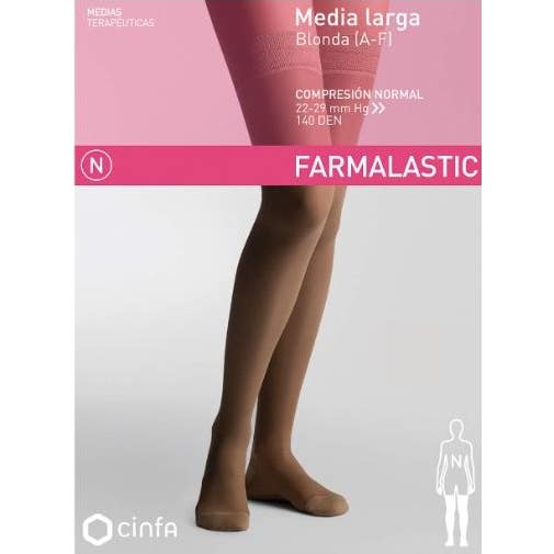 Farmalastic Media Larga blonda (A-F) compresión normal T-reina negro 1 Par