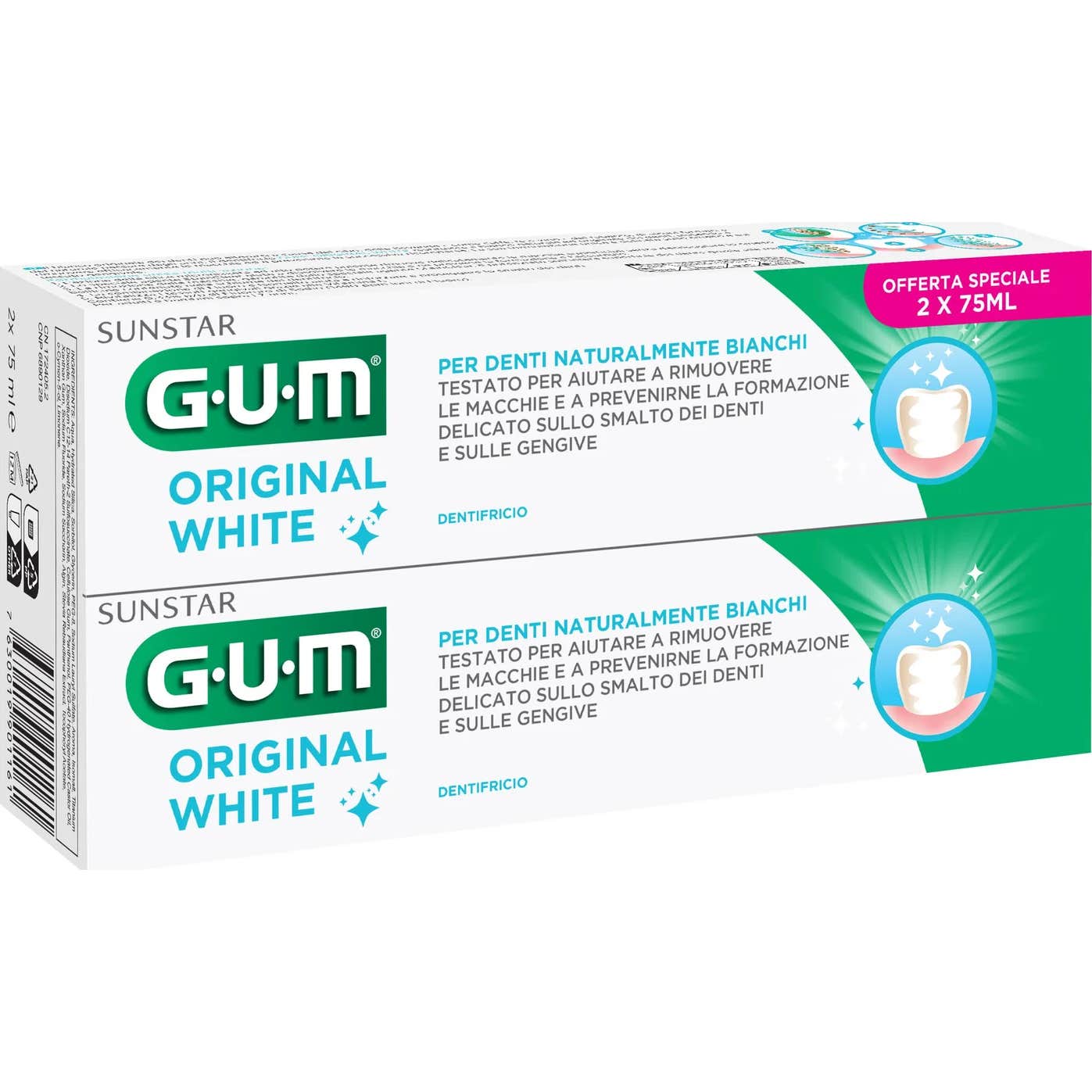 GUM Original White Pasta Dentífrica 2x75ml