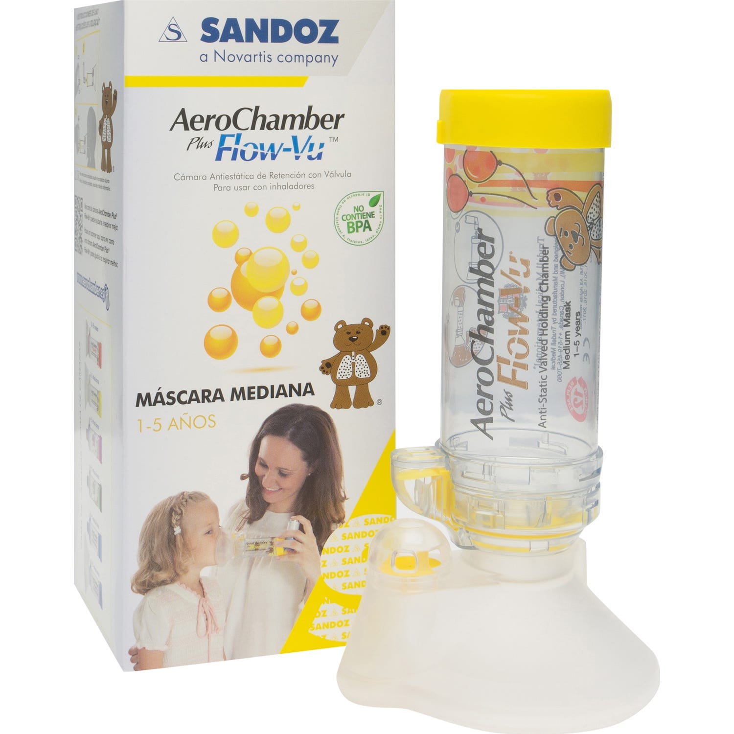 Aerochamber Plus Flow-Vu cámara de inhalación infantil 1ud