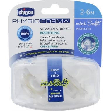 Chicco Chupete Silicona Physio Minisoft Noche 2 - 6 Meses 2 uds
