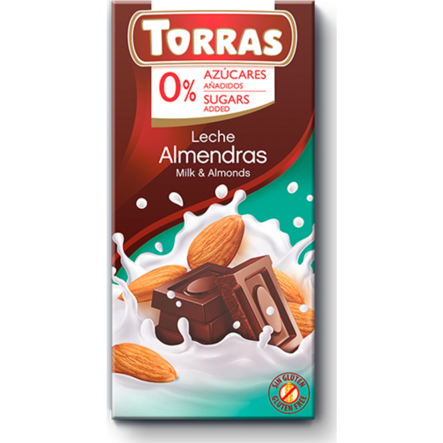 Torras Chocolate Leche Almendras sin Gluten sin Azúcar 75g