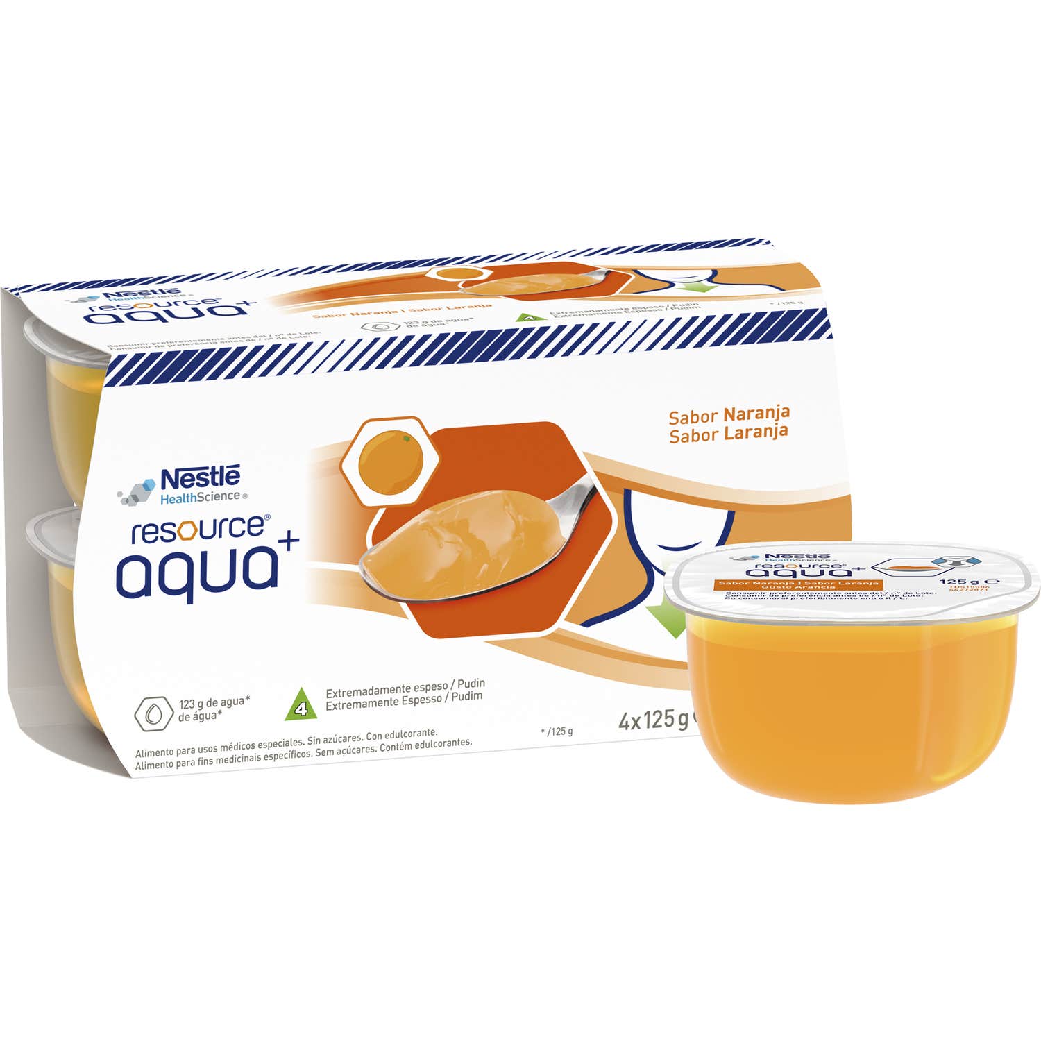 Resource Aqua+ Agua Gelificada Naranja 4x125g