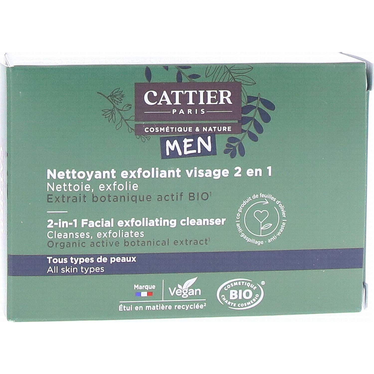Cattier Men Limpiador Facial Exfoliante 3 en 1 Bio 85g