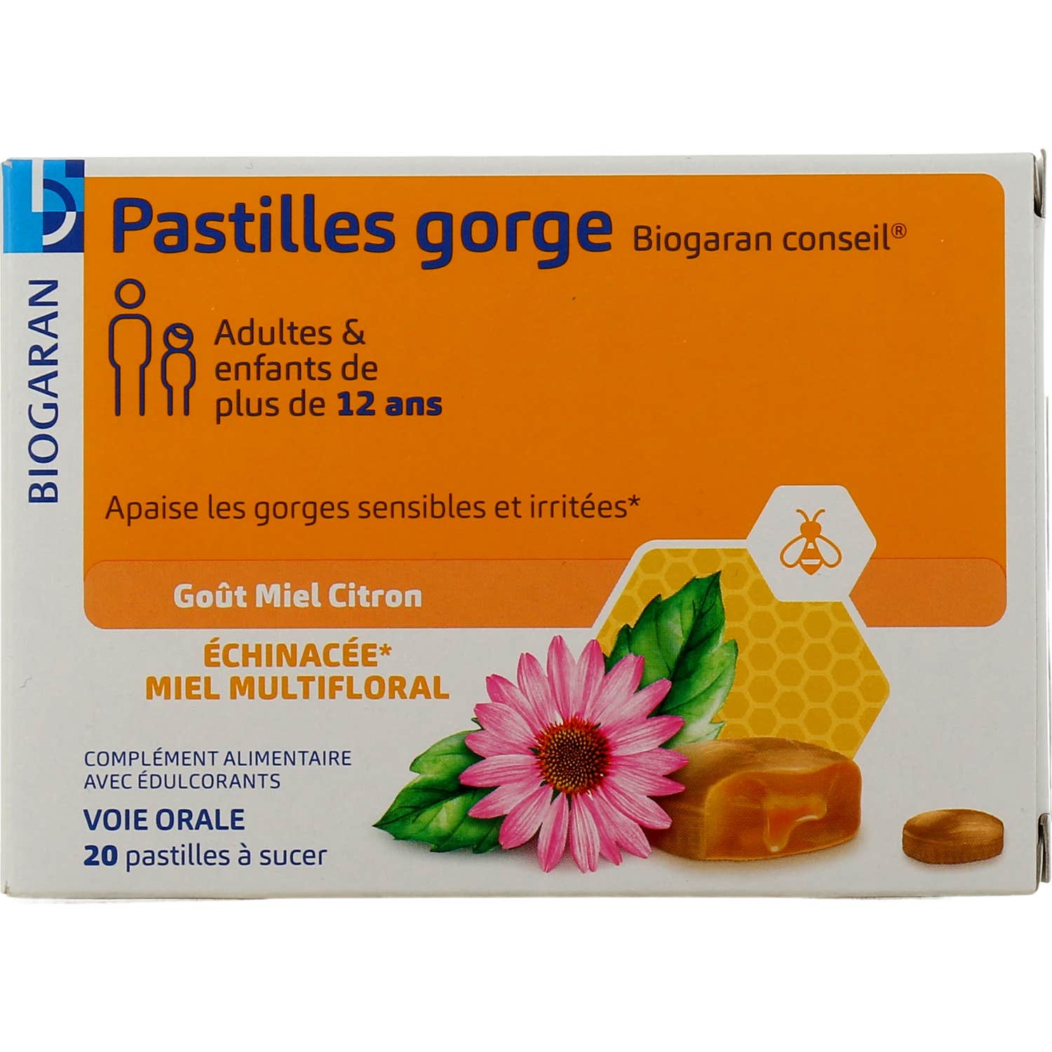 Biogaran Pastillas Garganta Miel Limón 20 Tabletas