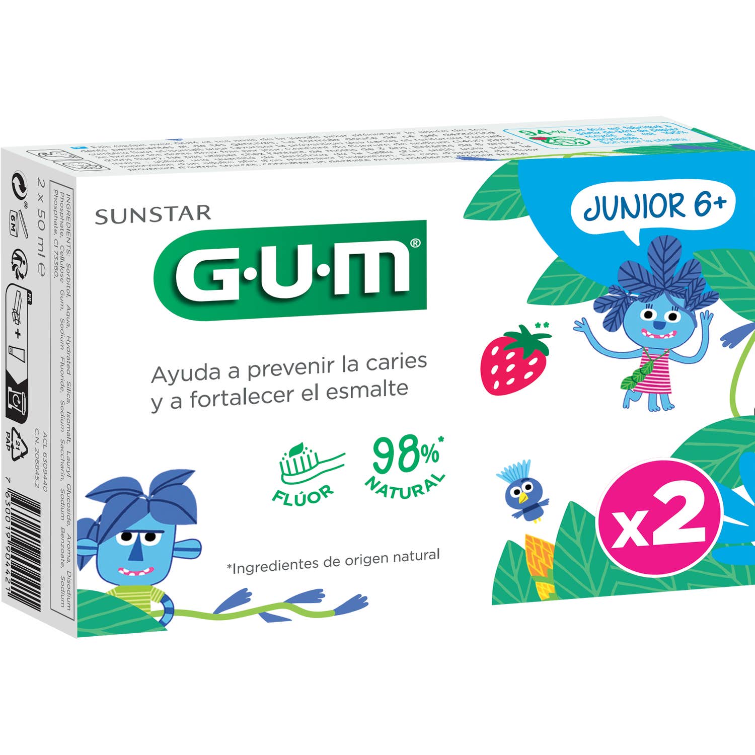 GUM Junior Gel Dentífrico 6+ años 2x50ml