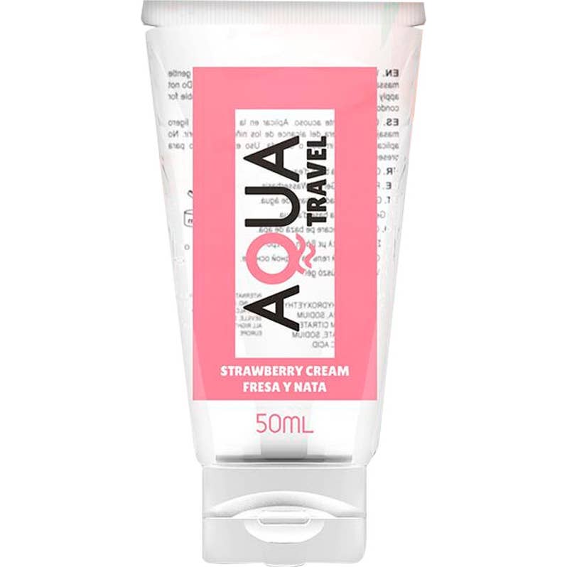 Aqua Travel Lubricante Base Agua Sabor Fresa y Nata 50ml