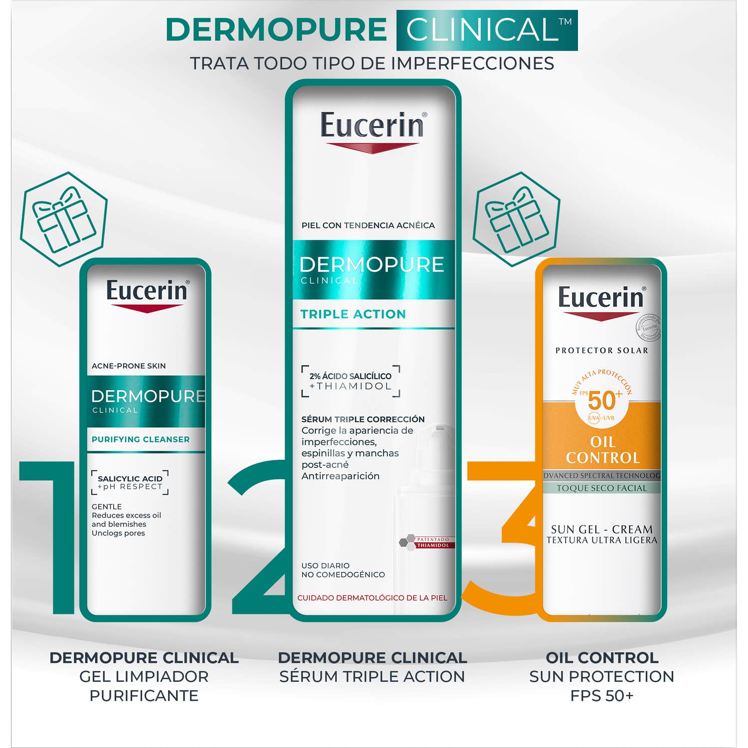Eucerin Piel Grasa DermoPure Serum + Gel Limpiador 20 ml + Solar 5ml