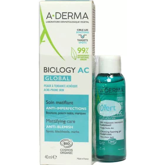 A-Derma Pack Biology AC Global Crema 40ml + Gel Espumoso 25ml