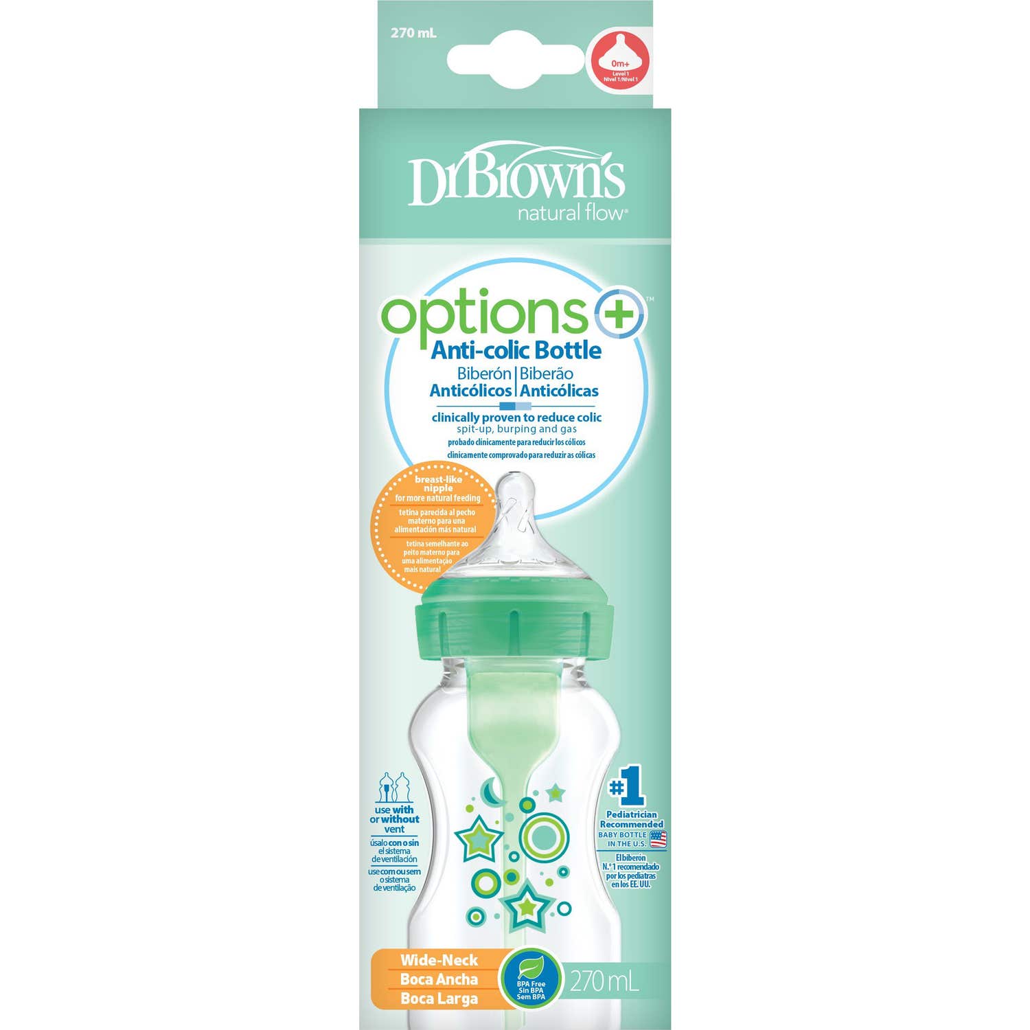 'Dr. Brown''S Options+ Natural Flow Biberón 270ml Verde 1ud'