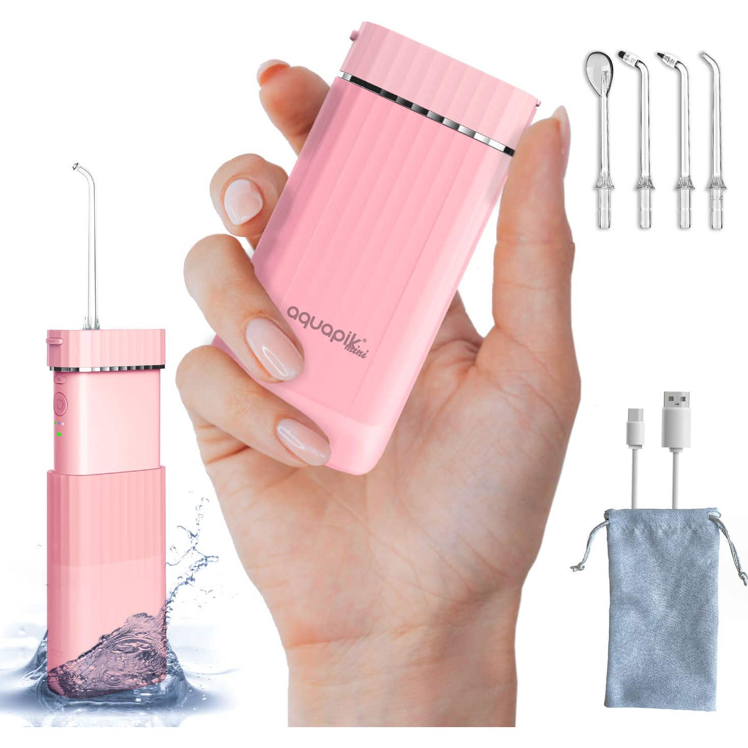Aquapik Mini Irrigador Dental Portátil Rosa