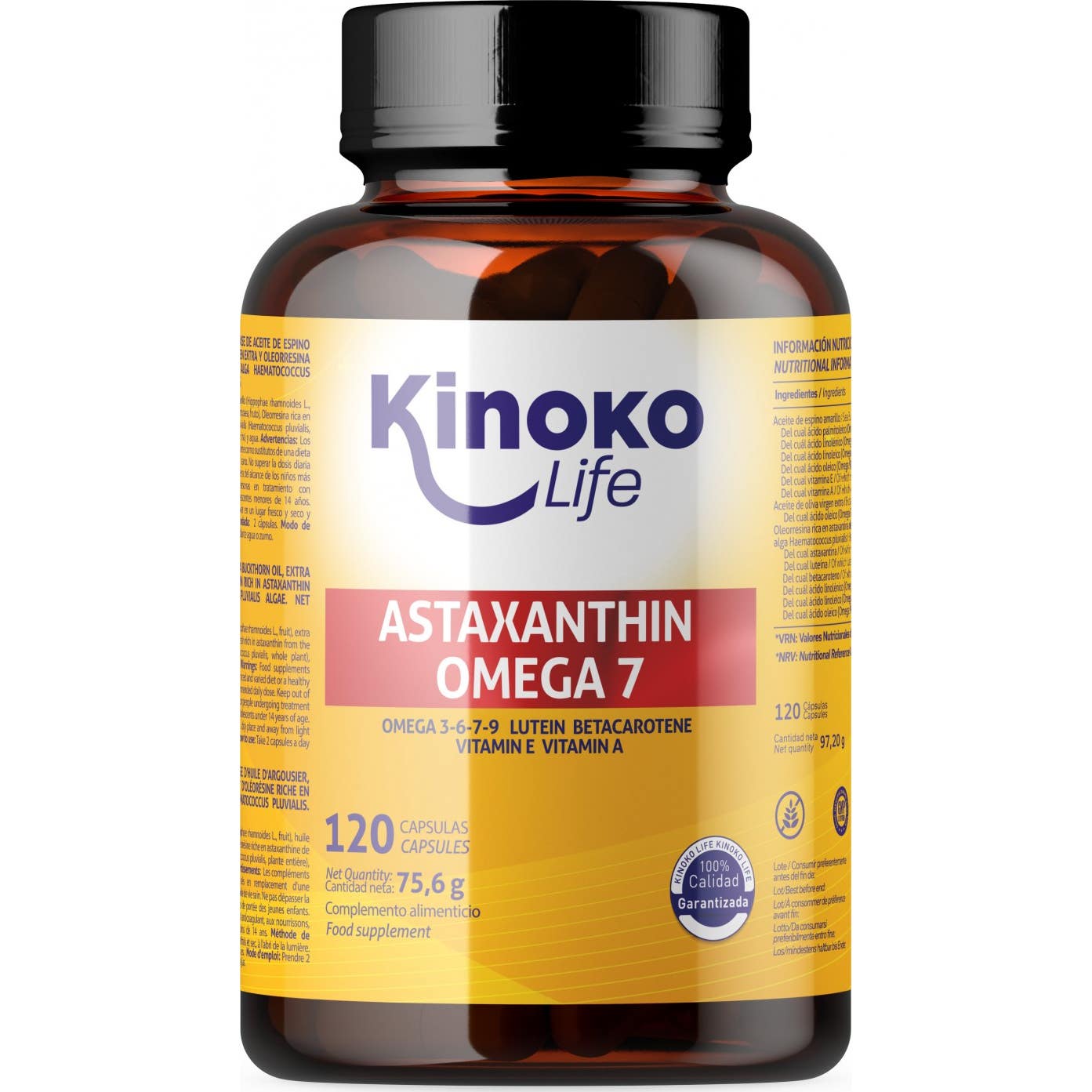Kinoko Life Astaxantina Omega 7 Aceite de Espino Amarillo 120caps