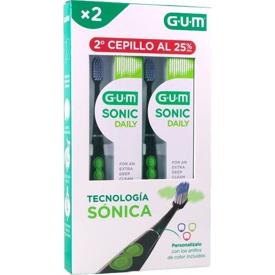 GUM Pack Sonic Daily Cepillo Eléctrico Negro 2 uds