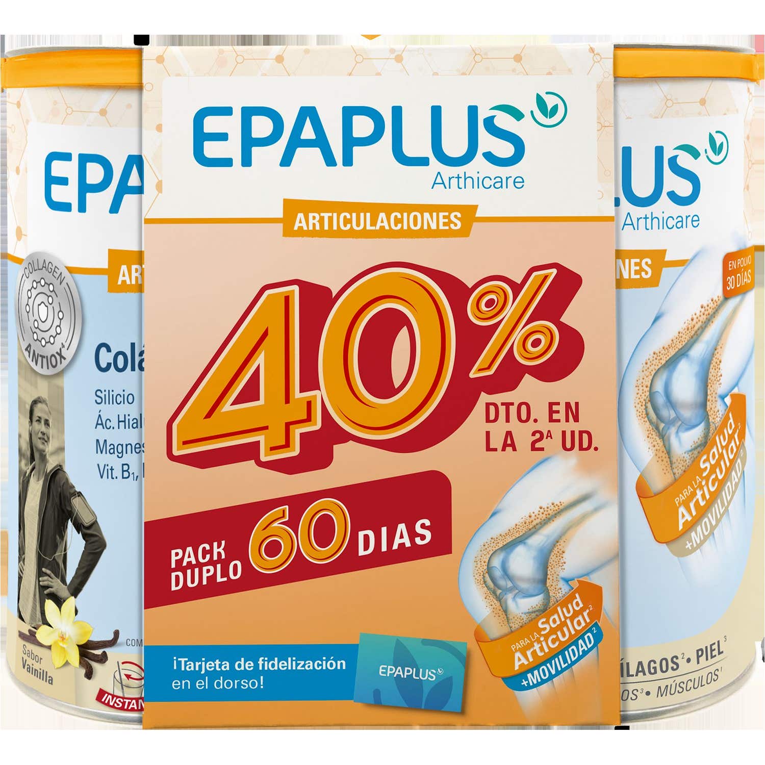 EpaPlus Arthicare Mantenimiento Colágeno + Silicio + Ácido Hialurónico + Magnesio Vainilla 2x334 g