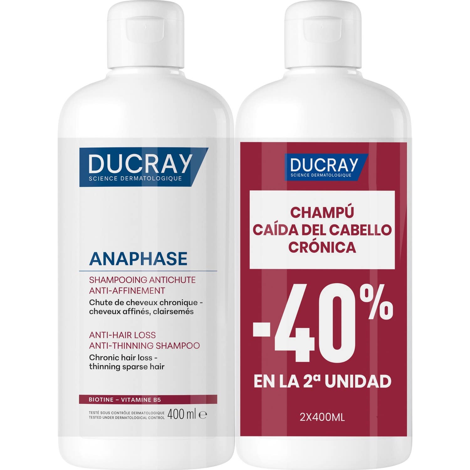 Ducray Anaphase+ Champú Anticaída y Antiafinamiento 2x400ml