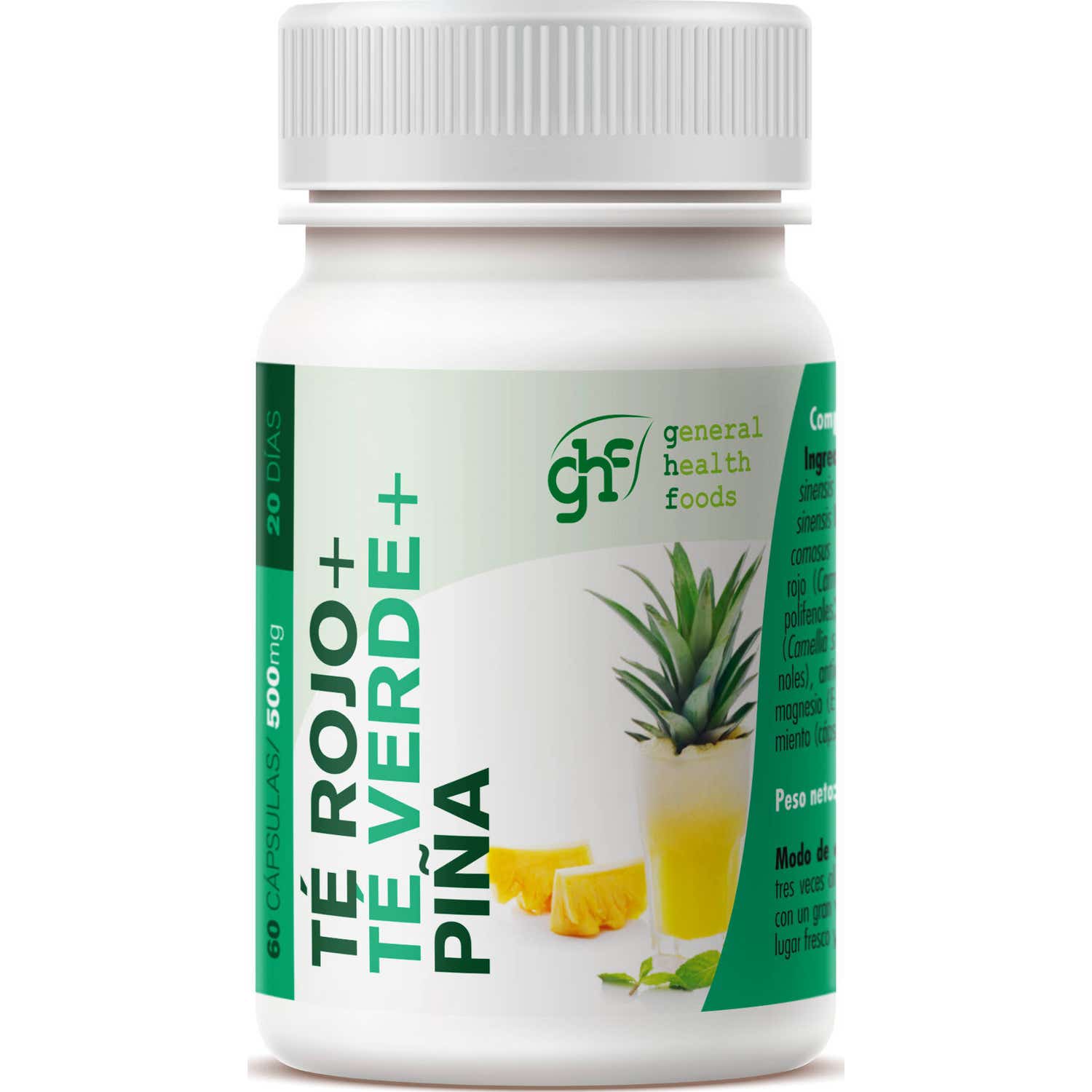 GHF Té Verde + Té Rojo + Piña 500mg 60cáps